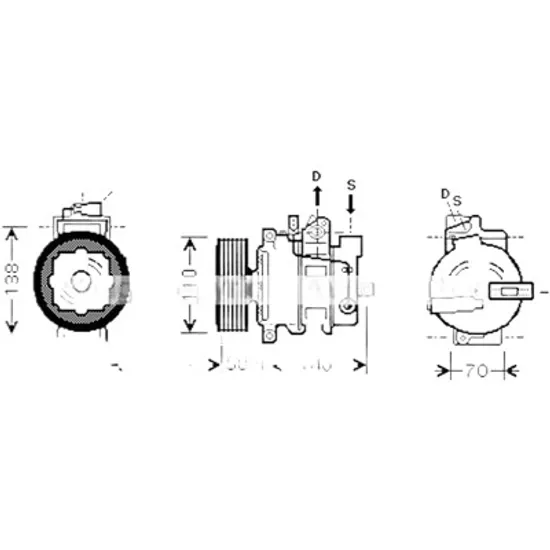 Compresor aer conditionat AUDI A4 8E2; B6 2000->2005, A4 Cabriolet 8H7 2002->2009 pentru 1.8 T, perioada 2002 2003 2004 2005 2006 2007 2008 2009