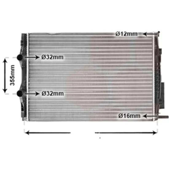 Radiator apa RENAULT SCENIC 2 2003->2009 1.9 dCi 88KW 120CP , pentru motor F9Q 812 perioada 2003 2004,2005 2006