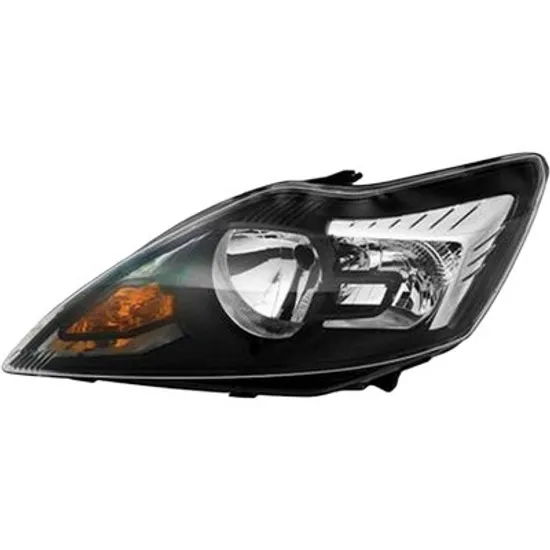 Far stanga FORD FOCUS 2 2004->2013 perioada 2004 2005 2006 2007 2008 2009 2010 2011 2012 de la an de fabricatie 02/2008, cu motor reglaj, cromat/negru, cromat/negru, semnal galben, cu reglaj electric, cu bec H7/H1