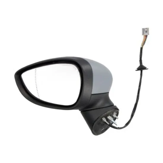 Oglinda exterioara stanga FORD FIESTA 5 JH 2008->2017 perioada 2010 2011 2012 2013 2014 2015 de la an de fabricatie 10/2012, cu lampa podea, cu lumini de pozitie, cu semnal, numar pini 10, cu incalzire, rabatare electrica, prevopsit grund,