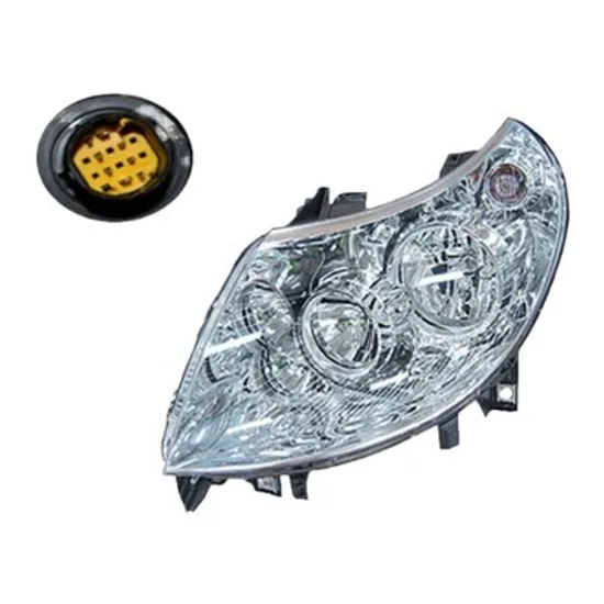 Far stanga PEUGEOT BOXER 2006-> perioada 2011 2012 2013 2014 2015 2016 pana la an de fabricatie 2014, cu motor reglaj, semnal transparent, cu reglaj electric, numar pini 8, cu bec H7/H1,