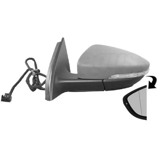 Oglinda exterioara stanga VW PASSAT B7 2010->2014 perioada 2011 2012 2013 2014 2015 2016 , cu semnal, inaltime cm 37, latime cm 15, lungime cm 24, reglaj electric, cu memorie, cu incalzire, rabatare electrica, prevopsit grund