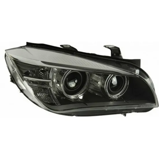 Far dreapta BMW X1 E84 2009->2015 perioada 2011 2012 2013 2014 2015 de la an de fabricatie 07/2012, cu motor reglaj, fara unitate de control Xenon, Bi-Xenon, fumuriu, semnal transparent, cu reglaj distanta iluminare automat, cu daylight, cu bec D1S tub descarcare gaze