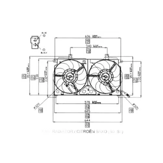 Ventilator Motor CITROEN SAXO 1996->2004 Electroventilator radiator complet cu aer conditionat dublu benzina-DIESEL, Perioada 1996 1997 1998 1999 2000 2001 2002 2003 2004