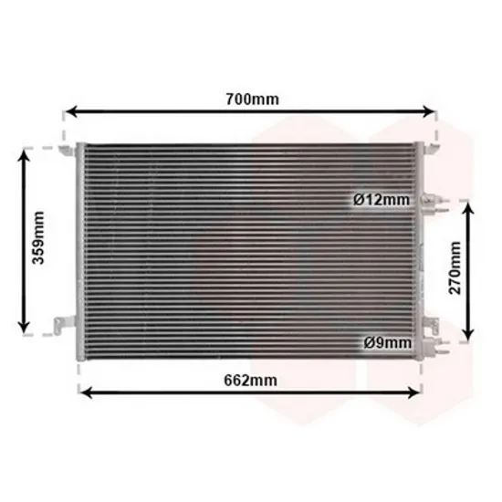 Radiator Aer Conditionat SAAB 9-3 2002->2015 Radiator aer conditionat 1,8-2,0i 16V TURBO 2,2TiD 62x41 Perioada 2002 2003 2004 2005 2006 2007 2008 2009 2010 2011 2012