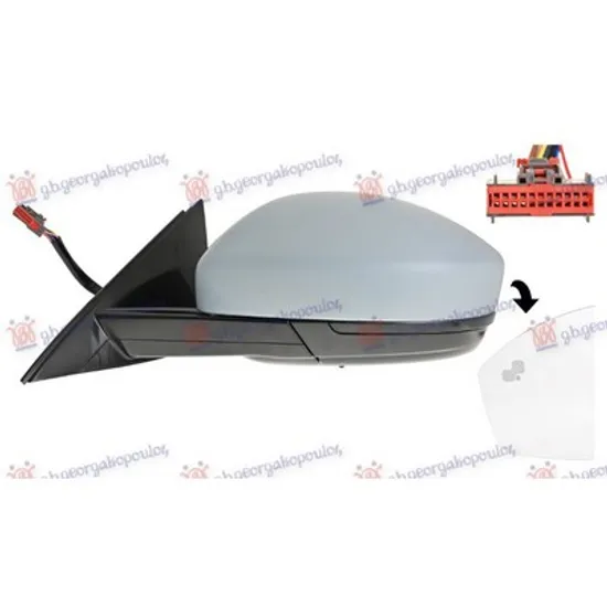 Oglinda LAND ROVER RANGE ROVER EVOQUE 2011->2019 Oglinda exterioara electrica cu incalzire cu rabatare electrica pentru vopsit cu memorie (Heliomata cu cabluri) (cu semnal si lampa podea si senzor banda si senzor) (18 PIN) STANGA Perioada 2015 2016 2017 2018 2019