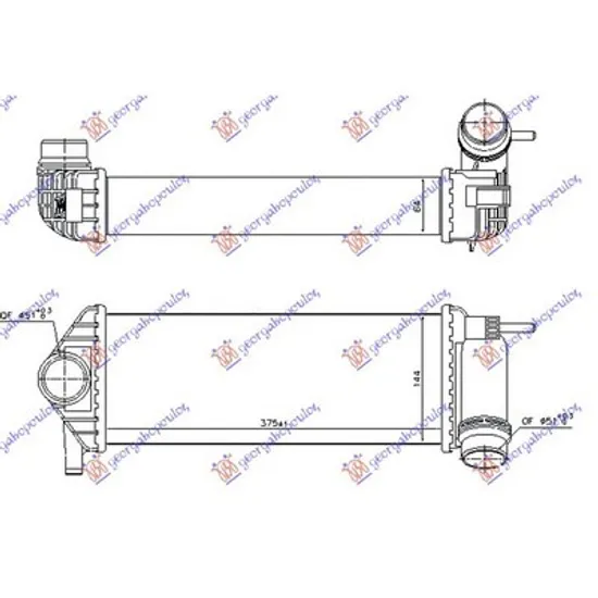 Intercooler RENAULT KANGOO 2008->2020 Radiator intercooler 1.2TCE-1. 5 usi Ci 375x145 Q.FIT Perioada 2008 2009 2010 2011 2012 2013 2014