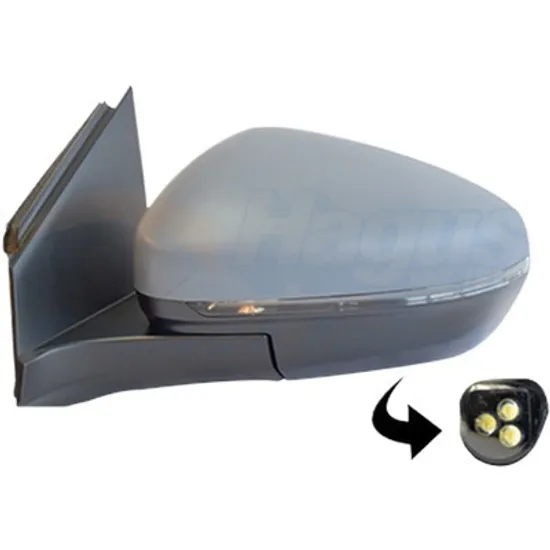Oglinda exterioara stanga PEUGEOT 5008 2 2016-> perioada 2016 2017 2018 2019 2020 2021 pana la an de fabricatie 10/2017, cu lampa podea, cu lumini de pozitie, numar pini 10, cu incalzire, rabatare electrica, prevopsit grund,