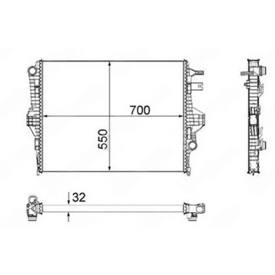 Radiator Motor VW TOUAREG 2010->2018 Radiator apa motor 3.0-3.6 TSI/TFSI/HYBRID benzina 3.0 TDi diesel (700x534x32) (VALEO) Perioada 2010 2011 2012 2013 2014