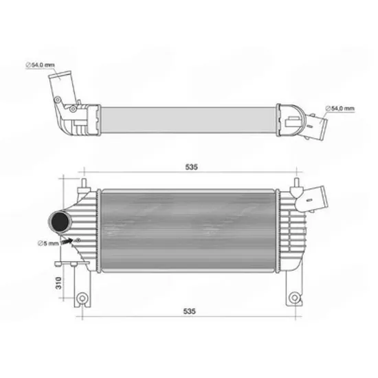 Intercooler NISSAN NAVARA D40 2004->2014 Radiator intercooler 2.5-3.0 DCI diesel (455x202) Perioada 2005 2006 2007 2008 2009 2010