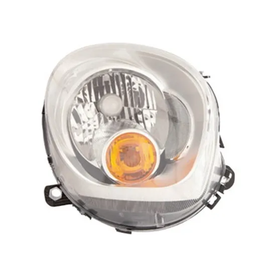Far dreapta MINI COUNTRYMAN R60 2010->2016 perioada 2010 2011 2012 2013 2014 2015 2016 cu motor reglaj, argintiu, semnal galben, cu reglaj electric, cu bec H4