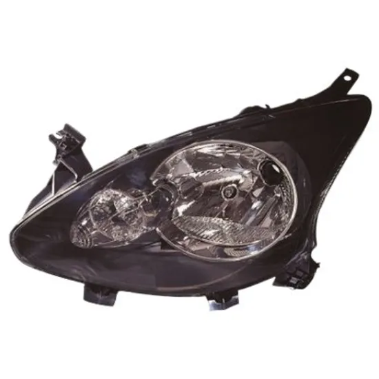 Far stanga TOYOTA AYGO 2005->2014 perioada 2005 2006 2007 2008 2009 2010 2011 2012 2013 2014 pana la an de fabricatie 03/2012, fara motor reglaj, fumuriu, semnal transparent, cu reglaj electric, cu bec H4