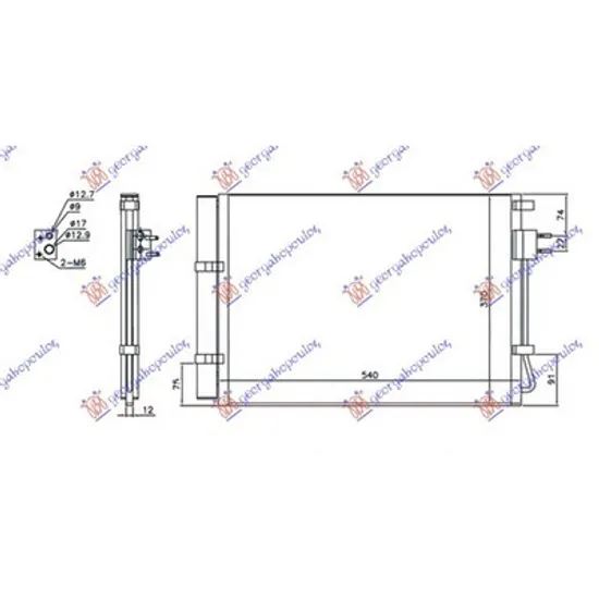 Radiator Aer Conditionat HYUNDAI i20 2008->2015 Radiator aer conditionat 1.2-1.4i benzina 520x370x12 2012->2015 Perioada 2012 2013 2014 2015