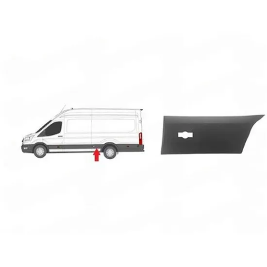 Bandou aripa spate FORD TRANSIT 2013-> Bandou Aripa spate lateral gri punte dubla cu cu locas lampa ampatament lung cu suport STANGA Perioada 2013 2014 2015 2016 2017 2018