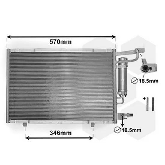 Radiator Aer Conditionat FORD FIESTA 5 JH 2008->2017 Radiator aer conditionat 1.25-1.4-1.6EFi-1.5TDCi 520x32 Perioada 2013 2014 2015 2016 2017