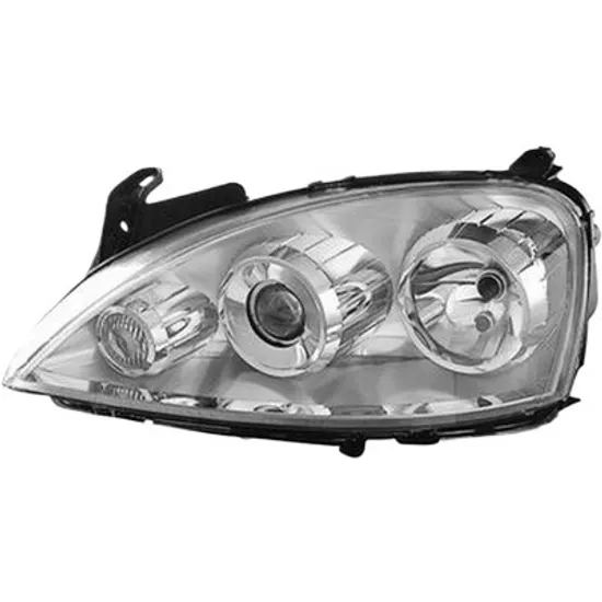 Far stanga OPEL COMBO 2001->2012 perioada 2001 2002 2003 2004 2005 2006 de la an de fabricatie 07/2004, fara motor reglaj, semnal transparent, cu reglaj electric, cu bec H7/H7