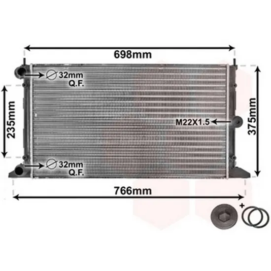 Radiator Motor FORD GALAXY 1995->2006 Radiator apa pentru 1,8 - 2,0 i - 1,9TDi (63,5x36,6) 2000 -> Perioada 2000 2001 2002 2003 2004 2005 2006