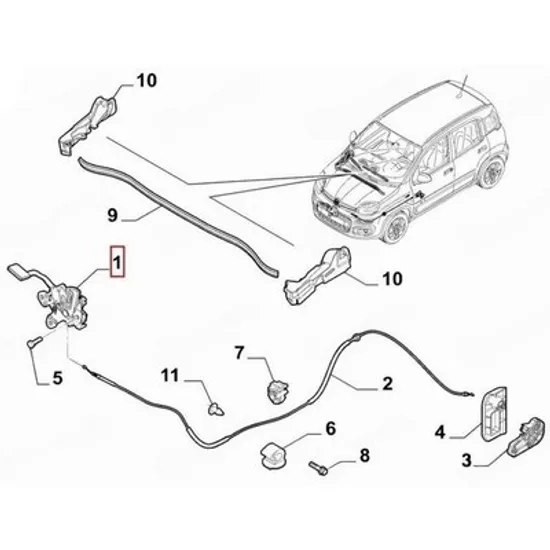Balama Capota fata FIAT PANDA 312 2012-> Balama capota (O) Perioada 2012 2013 2014 2015 2016 2017