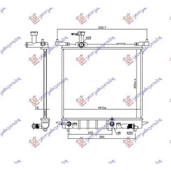 Radiator Motor NISSAN MICRA 4 2011->2015 Radiator apa 1.2 12V benzina cv automata 445x400x16 Perioada 2010 2011 2012 2013 2014 2015 2016
