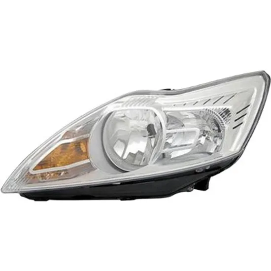 Far stanga FORD FOCUS 2 2004->2013 perioada 2004 2005 2006 2007 2008 2009 2010 2011 2012 de la an de fabricatie 02/2008, cu motor reglaj, cromat, semnal galben, cu reglaj electric, cu bec H7/H1