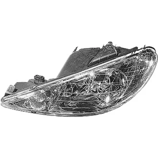 Far stanga PEUGEOT 206 1998->2007 perioada 1998 1999 2000 2001 2002 2003 2004 2005 2006 2007 fara motor reglaj, semnal transparent, cu reglaj electric, cu bec H7/H7