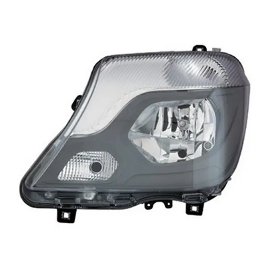 Far stanga MERCEDES SPRINTER 906 2006->2017 perioada 2009 2010 2011 2012 2013 2014 de la an de fabricatie 09/2013, cu motor reglaj, gri, semnal alb, cu reglaj electric, cu lumina de zi, cu bec H7/H7,