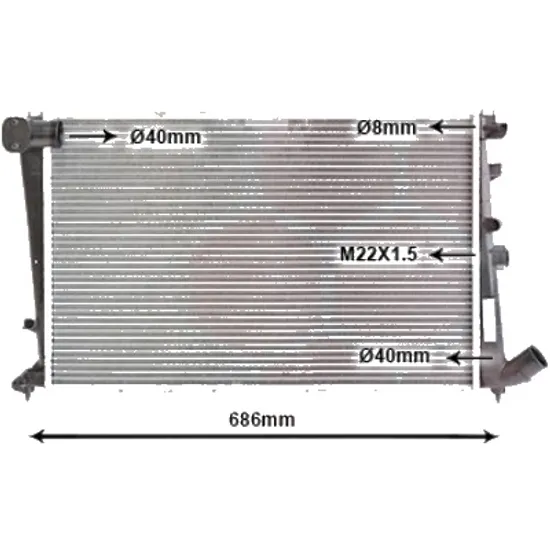 Radiator apa CITROEN XANTIA 1993->2003 pentru 2.0 i 16V, perioada 1993 1994 1995 1996 1997 1998 1999 2000 2001 2002 2003