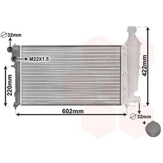 Radiator Motor PEUGEOT 106 2 1996->2002 Radiator apa pentru XN/XR 53x32 RALLY Perioada 1996 1997 1998 1999 2000 2001 2002