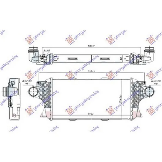 Intercooler MERCEDES GL-CLASS X166 2012->2015 Radiator intercooler 3.0 diesel (545x280x50) Perioada 2012 2013 2014 2015 2016 2017