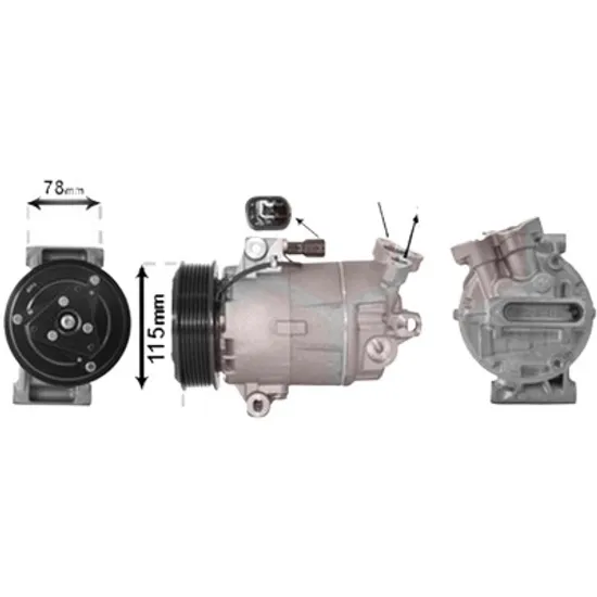 Compresor aer conditionat RENAULT MEGANE 2 2002->2010 2.0 dCi 110KW 150CP , pentru motor M9R 700, M9R 722 perioada 2005 2006 2007 2008