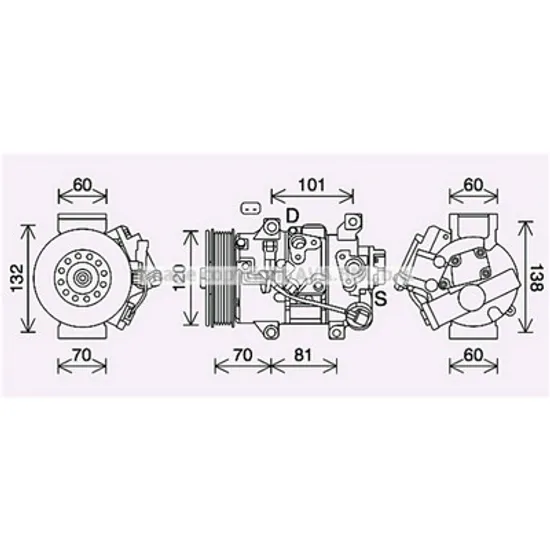 Compresor aer conditionat TOYOTA RAV 4 III 2005->2014 2.0 4WD 109KW 148CP , pentru motor 3ZR-FAE perioada 2009 2010 2011 2012 2013