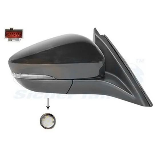 Oglinda exterioara dreapta FORD FOCUS 4 2018-> perioada 2018 2019 2020 2021 2022 2023 pana la an de fabricatie 2022, cu lampa podea, cu incalzire, numar pini 12, rabatare electrica, prevopsit grund,