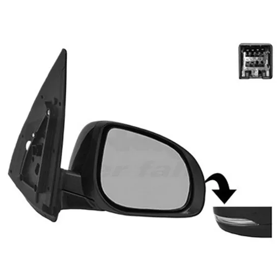 Oglinda exterioara dreapta HYUNDAI i10 2007->2013 perioada 2011 2012 2013 , cu semnal, pentru vopsit, cu incalzire