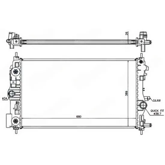 Radiator Motor OPEL ASTRA J 2009->2015 Radiator apa motor 1.4-1.6 TURBO benzina automatic (680x395) (KOYO) Perioada 2010 2011 2012 2013