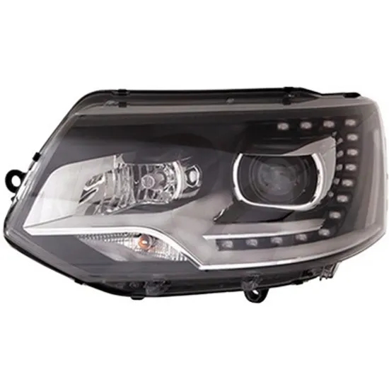 Far stanga VW CARAVELLE 5 2003->2015, MULTIVAN 5 2003->2015 perioada 2010 2011 2012 2013 2014 2015 cu motor reglaj, fara unitate de control Xenon, semnal transparent, cu bec D3S/H7, cu bec LED