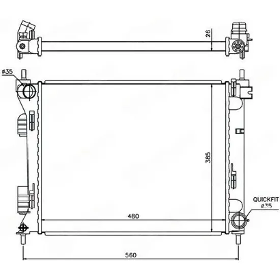 Radiator Motor KIA RIO 2011->2017 Radiator apa motor 1.1-1.4 CRDi manuala diesel (480x380x26) (fabricatie Turcia) Perioada 2014 2015 2016 2017