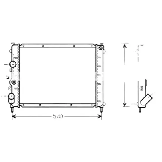 Radiator apa RENAULT KANGOO 1997->2007 1.2 44KW 60CP , pentru motor D7F 710, D7F 722, D7F 744, D7F 764, D7F 766 perioada 1998 1999,2000 2001
