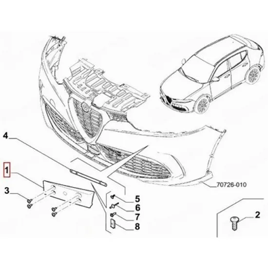 Suport Numar fata ALFA ROMEO TONALE 2022-> Suport numar fata plastic (O) Perioada 2022 2023 2024 2025