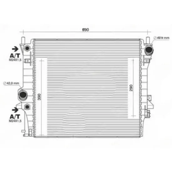 Radiator Motor JAGUAR XF X250 2008->2015 Radiator apa motor 3.0-4.2 +/- A/C automatic (572x508) Perioada 2008 2009 2010 2011 2012 2013 2014 2015
