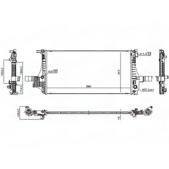 Radiator Motor VOLVO XC40 2017-> Radiator apa motor 2.0 benzina/hybrid - 2.0 diesel manuala/automatic (653x334) (NISSENS) Perioada 2017 2018 2019 2020 2021 2022 2023