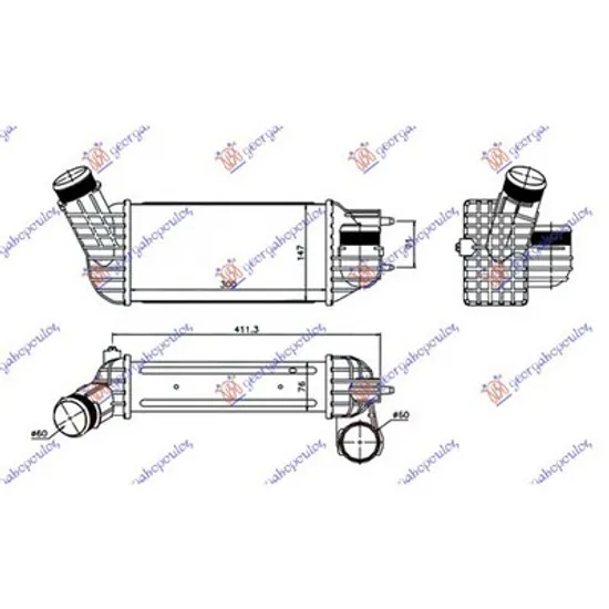 Intercooler CITROEN C4 Picasso 1 2006->2013 Radiator intercooler 2.0 HDI diesel DIAM. 60/60 Perioada 2007 2008 2009 2010 2011 2012 2013 2014