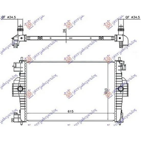 Radiator Motor PEUGEOT RCZ 2011-> Radiator apa 1,6i-16V (61,3x40,5) 2010-> Perioada 2011 2012 2013 2014 2015 2016 2017