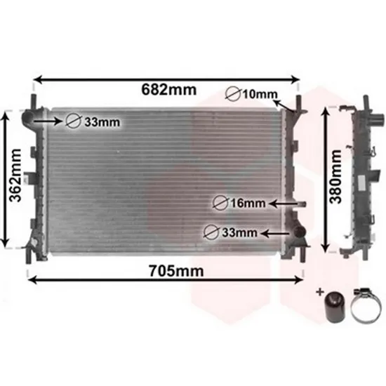 Radiator Motor FORD FOCUS 1 1998->2008 Radiator apa pentru 1,4 - 1,6 - 1,8L cu/fara aer conditionat (60x35,8) Perioada 1998 1999 2000 2001 2002 2003 2004