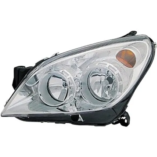 Far stanga OPEL ASTRA H 2004->2014 perioada 2009 2010 cu motor reglaj, cromat, semnal galben, cu reglaj electric, cu bec H7/H1