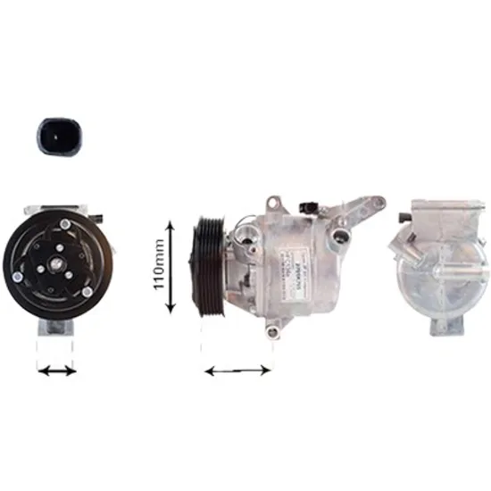 Compresor aer conditionat MAZDA 2 2014-> 1.5 55KW 75CP , pentru motor P5X0, P5X2, P5Y5, P5Y8, P5Z7, P5Z8, P5Z9 perioada 2014 2015 2016 2017