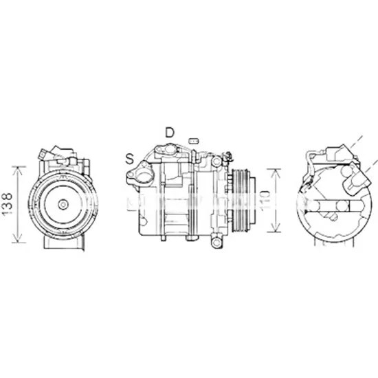 Compresor aer conditionat BMW 5 E60 2001->2010 530 i 200KW 272CP , pentru motor N52 B30 A, N52 B30 BF perioada 2007 2008 2009