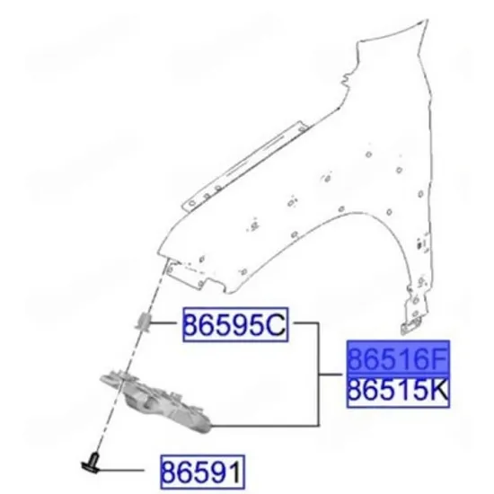 Suport Bara fata HYUNDAI KONA 2023-> Suport Bara fata lateral plastic (O) DREAPTA Perioada 2023 2024 2025