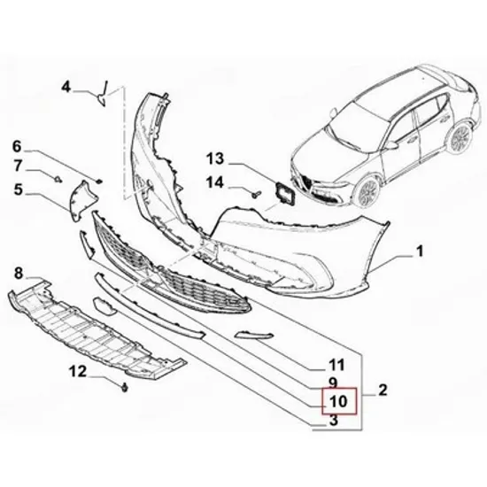 Bara Fata ALFA ROMEO TONALE 2022-> Bara fata inferioara bandou (O) Perioada 2022 2023 2024 2025