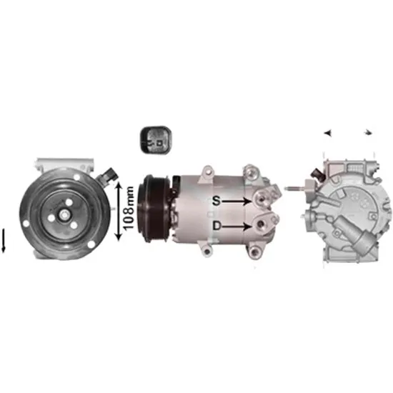 Compresor aer conditionat FORD FIESTA 5 JH 2008->2017 1.6 TDCi 55KW 75CP , pentru motor HHJF, UBJA perioada 2008 2009 2010 2011 2012