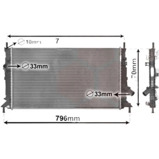 Radiator apa MAZDA 3 BK 2003->2009 pentru 1.6 DI Turbo, perioada 2004 2005 2006 2007 2008 2009